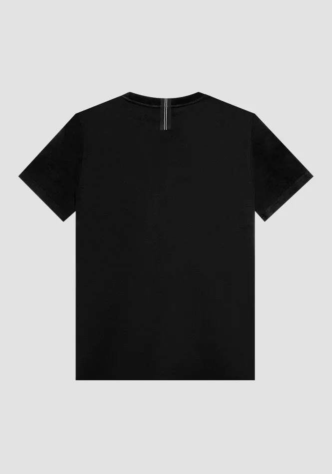 TShirts And Polo Men Antony Morato Regular Fit Cotton TShirt With Rubberised Plaque And Metal Logo Black