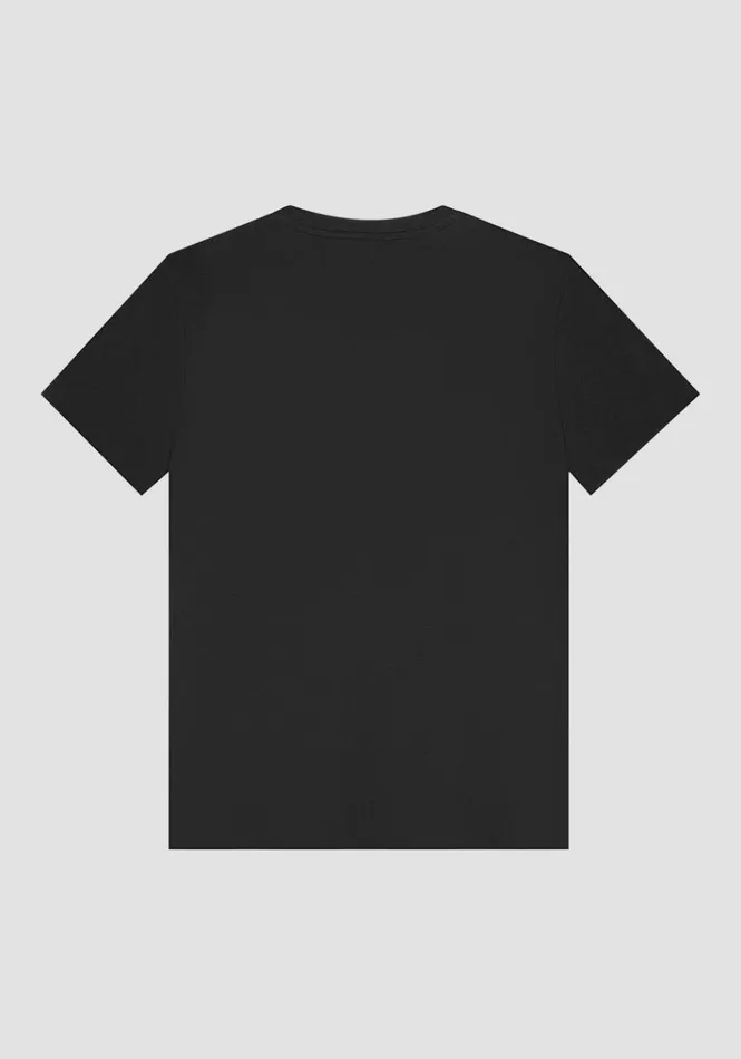 TShirts And Polo Men Antony Morato Regular Fit Cotton Viscose Logo Tone On Tone TShirt Black