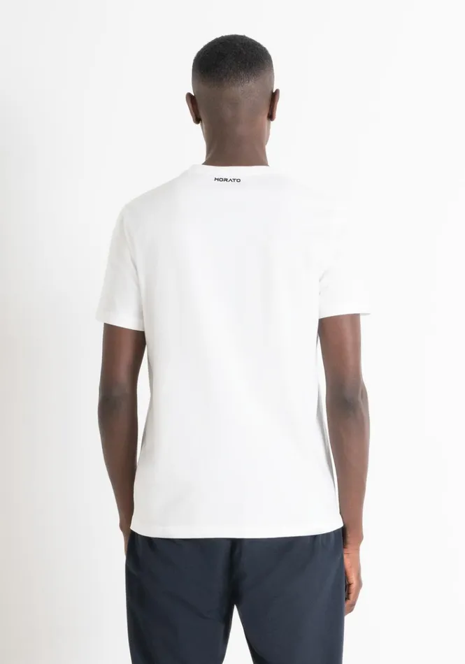 TShirts And Polo Men Antony Morato Regular Fit TShirt In White Cotton Jersey With Tiger Print Cream