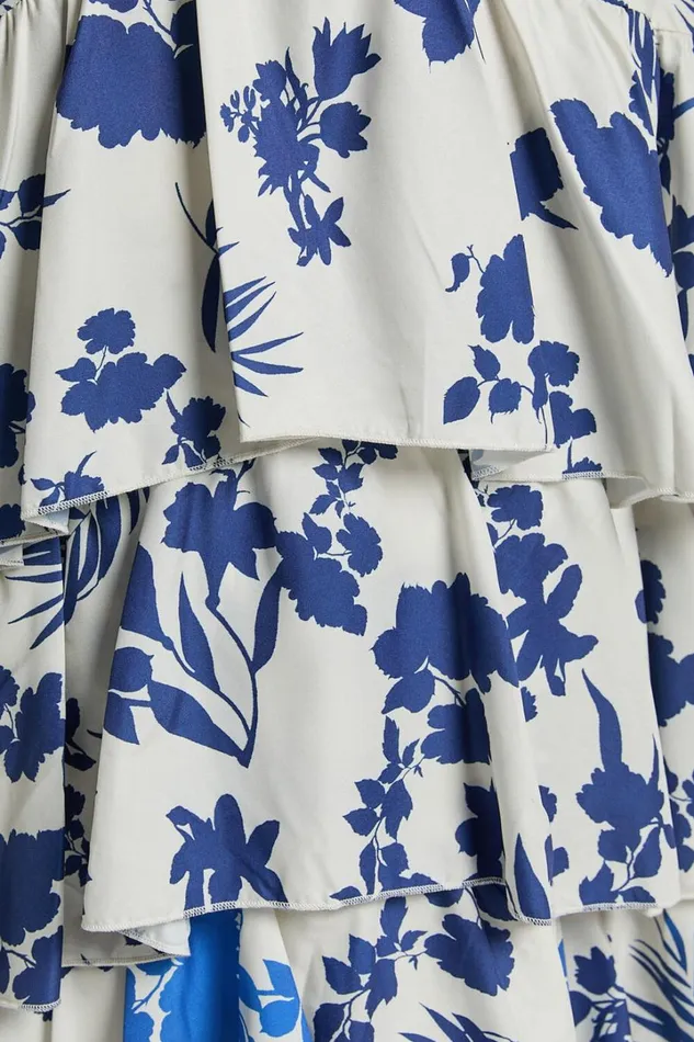 Talia Maxi Dress 8211 Halter Neck Layered Dress In Blue And White Print Women Showpo Dresses