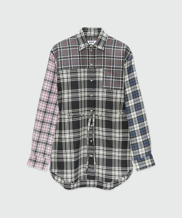 Tartan Wool Shirt Dress Women MSGM Dresses