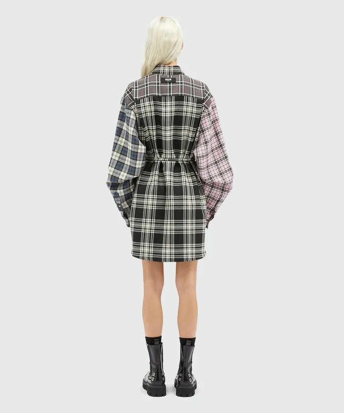 Tartan Wool Shirt Dress Women MSGM Dresses