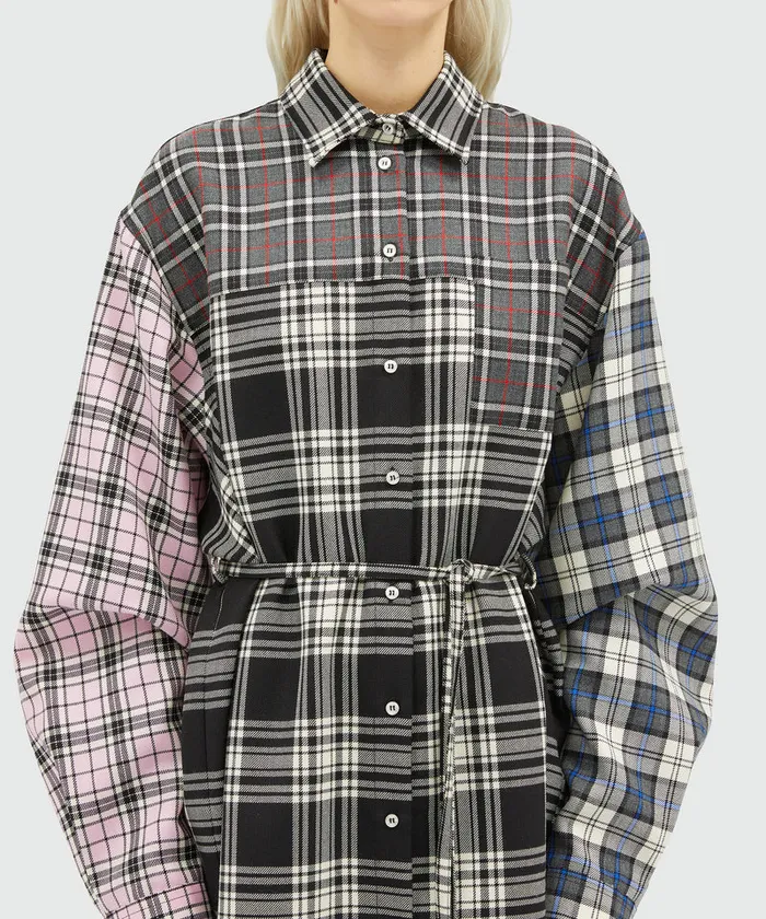 Tartan Wool Shirt Dress Women MSGM Dresses