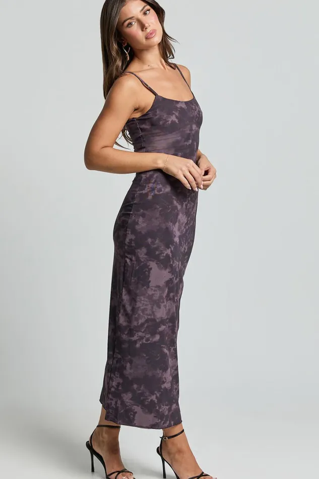 Teagan Midi Dress 8211 Strappy Mesh Slip Dress In Plum Women Showpo Curve Clothes