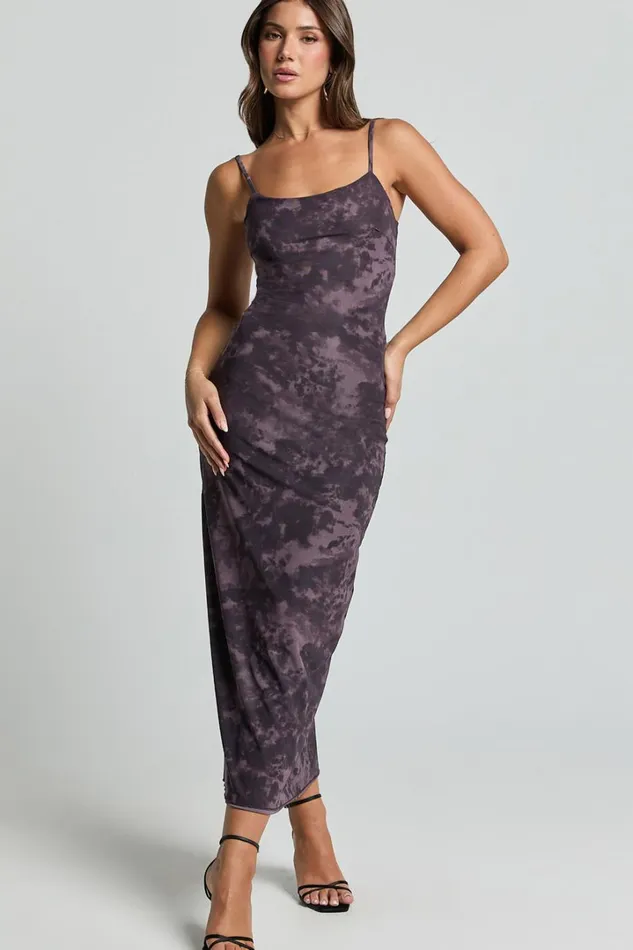 Teagan Midi Dress 8211 Strappy Mesh Slip Dress In Plum Women Showpo Curve Clothes