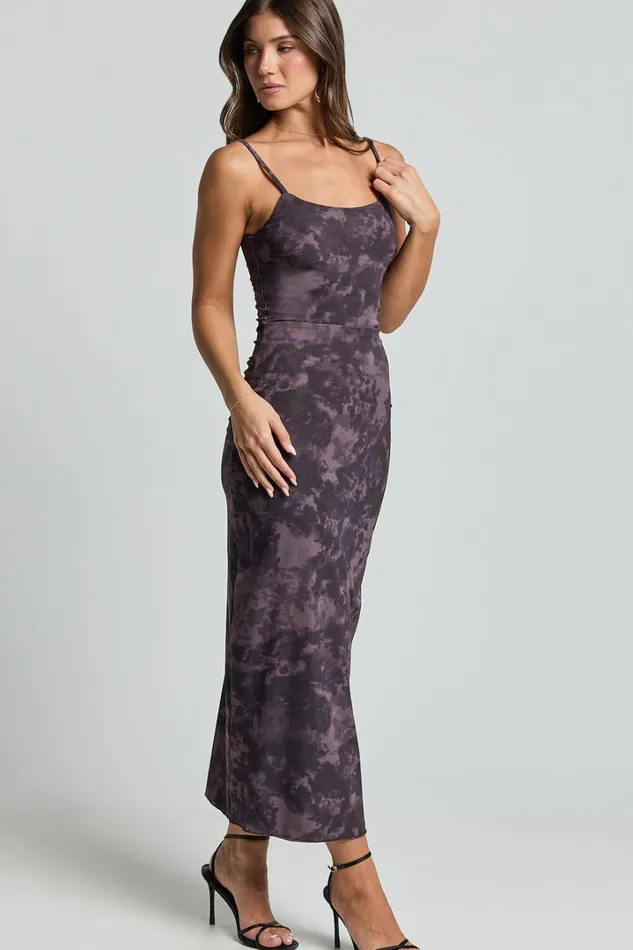 Teagan Midi Dress 8211 Strappy Mesh Slip Dress In Plum Women Showpo Curve Clothes