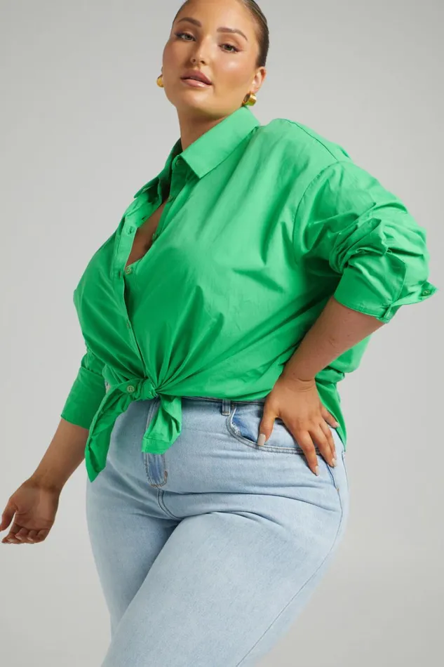 Terah Shirt 8211 Button Up Shirt In Green Women Showpo Curve Clothes