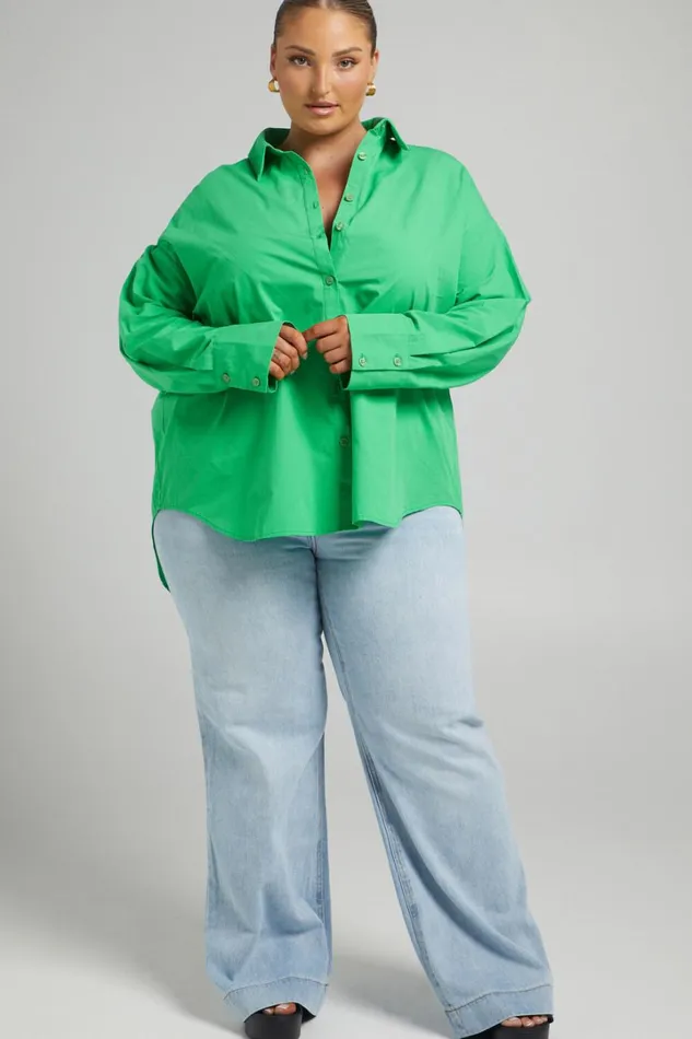 Terah Shirt 8211 Button Up Shirt In Green Women Showpo Curve Clothes