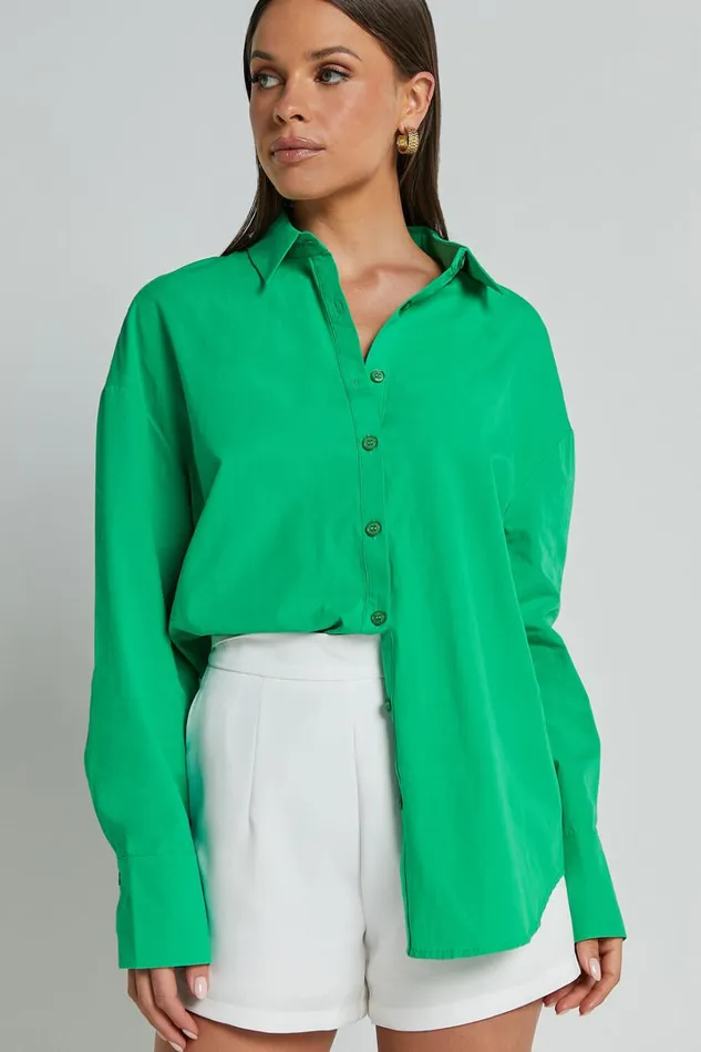 Terah Shirt 8211 Button Up Shirt In Green Women Showpo Curve Clothes