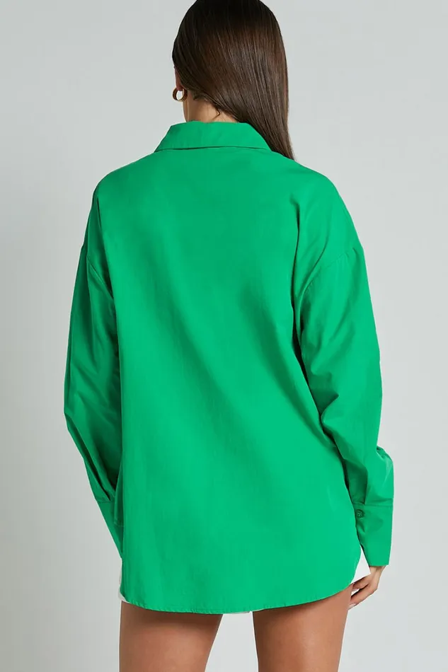 Terah Shirt 8211 Button Up Shirt In Green Women Showpo Curve Clothes