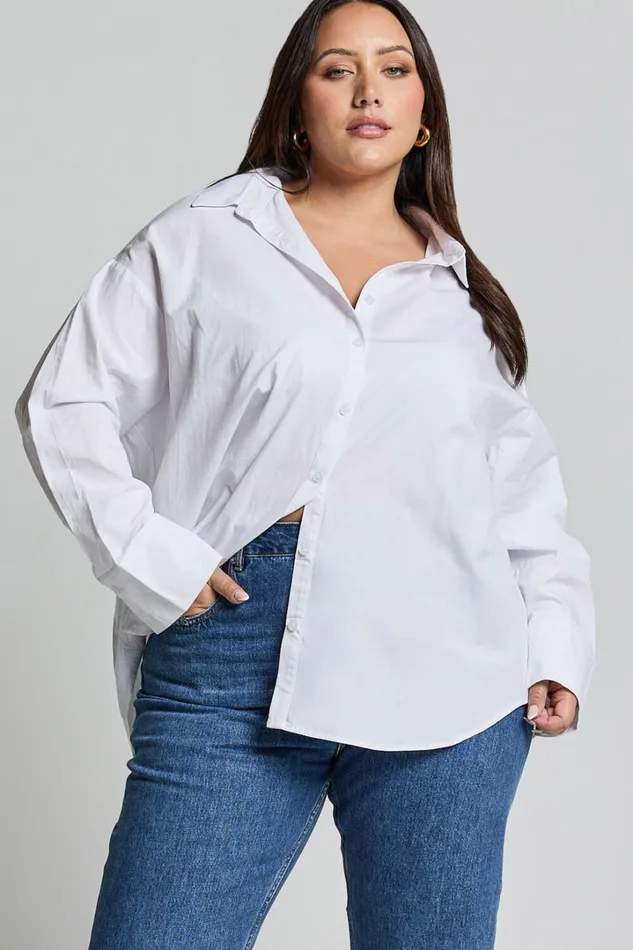 Terah Shirt 8211 Button Up Shirt In White Women Showpo Tops