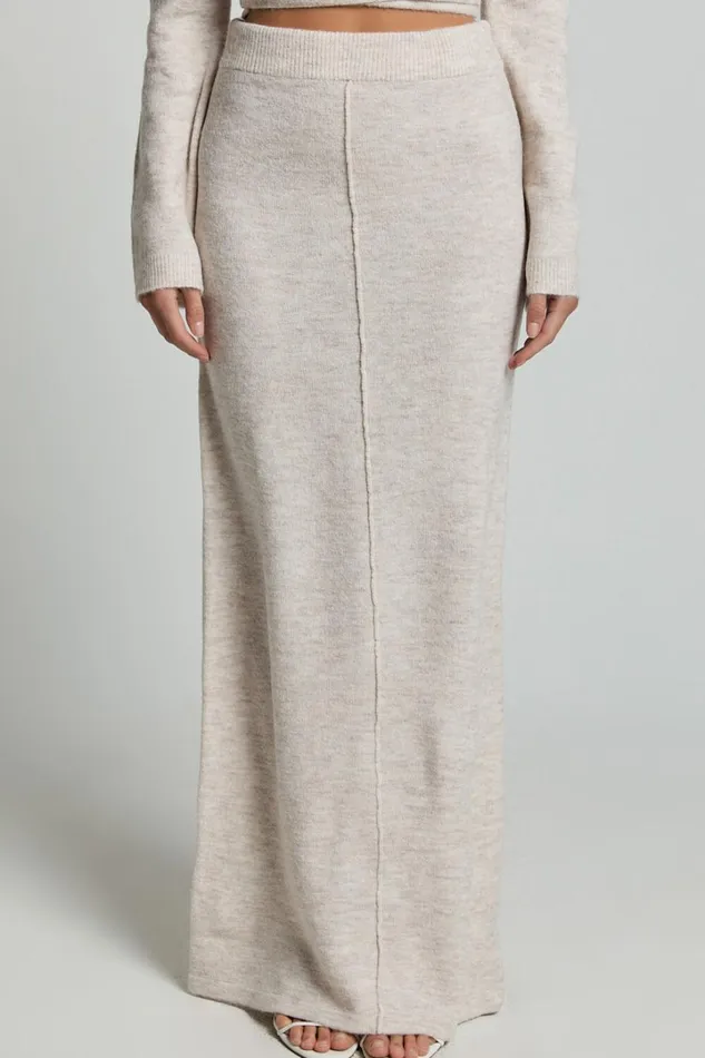 Tessa Maxi Skirt 8211 Knitted Column Maxi Skirt In Stone Women Showpo Knitwear