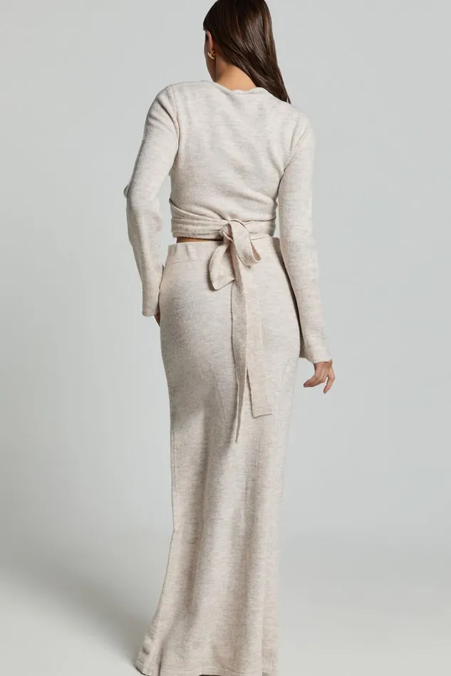 Tessa Maxi Skirt 8211 Knitted Column Maxi Skirt In Stone Women Showpo Knitwear
