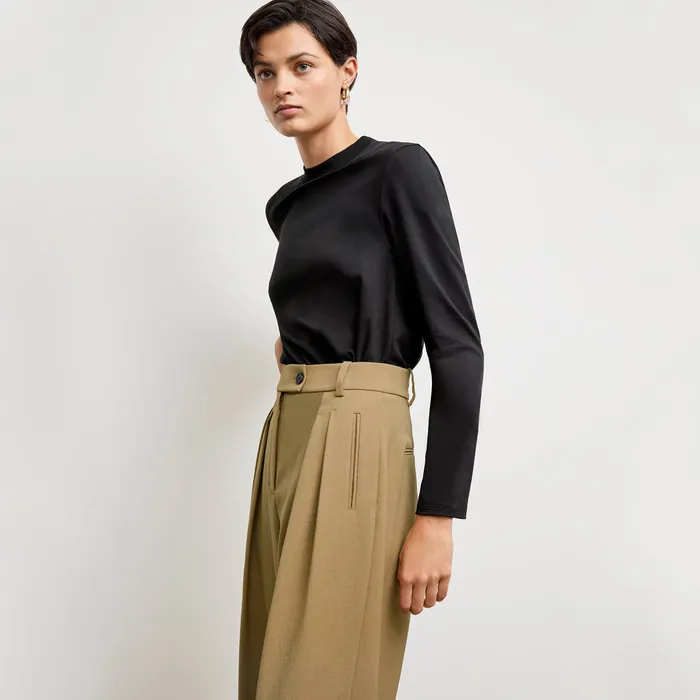 The Bia Pleated Trouser 8211 Air Twill Macaroon Women Pants M M LaFleur