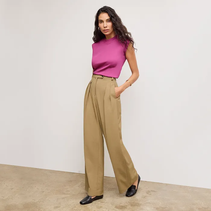 The Bia Pleated Trouser 8211 Air Twill Macaroon Women Pants M M LaFleur