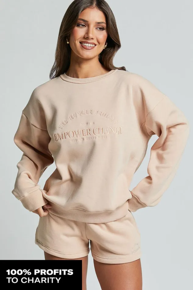 The Hunger Project X Showpo 8211 THP Sweatshirt In Beige Women Showpo Sweatshirts and Hoodies