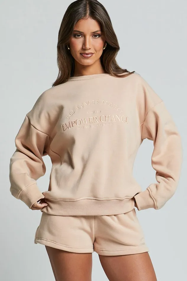 The Hunger Project X Showpo 8211 THP Sweatshirt In Beige Women Showpo Sweatshirts and Hoodies