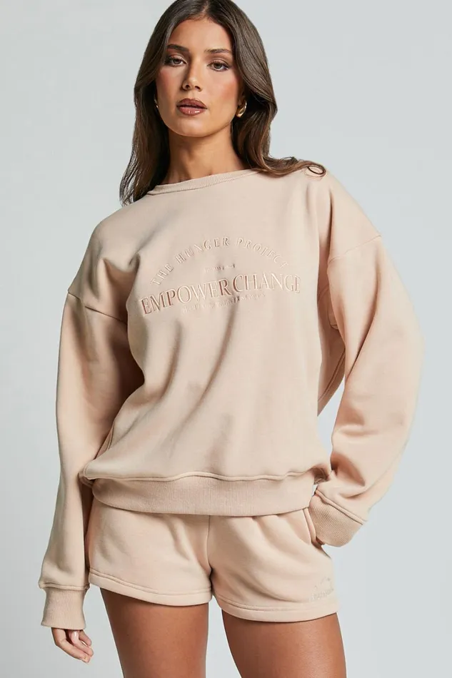 The Hunger Project X Showpo 8211 THP Sweatshirt In Beige Women Showpo Sweatshirts and Hoodies