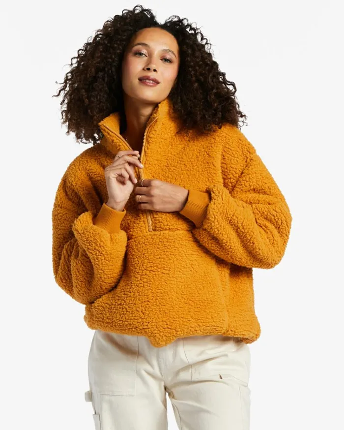 Time Off HalfZip Fleece Pullover Golden Rays Women Billabong Sweatshirts and Fleece