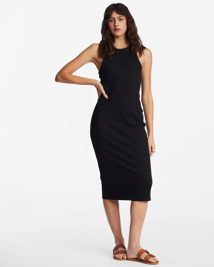 Tomboy Tank Midi Dress Black Pebble Women Billabong Essentials