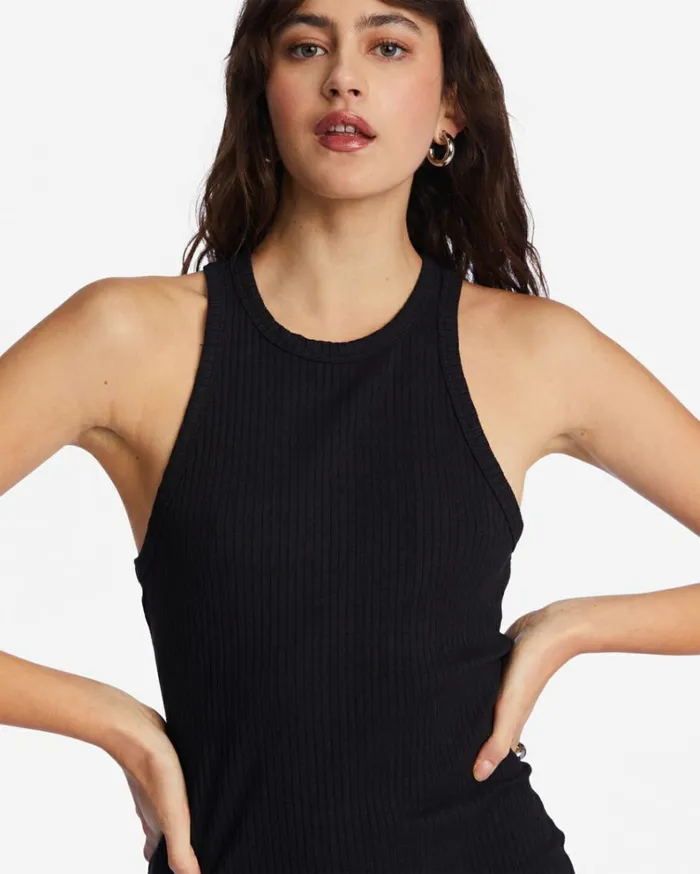 Tomboy Tank Midi Dress Black Pebble Women Billabong Essentials