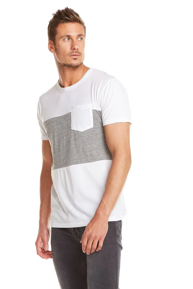 Tops Chaser Brand Mens BLOCKED SS CREW NECK POCKET TEE