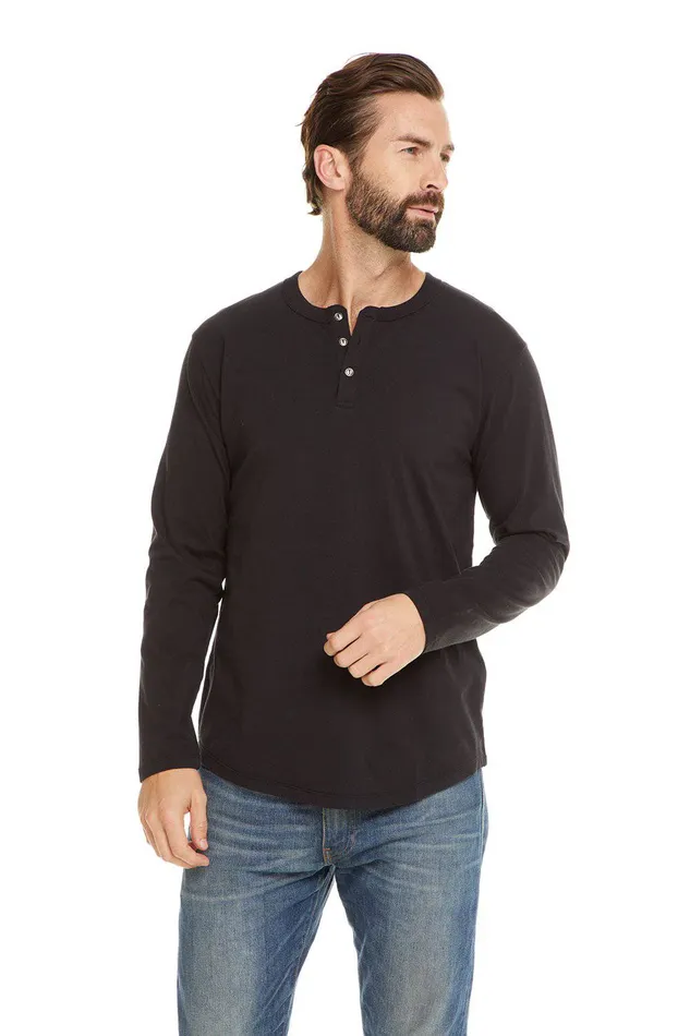 Tops Chaser Brand Mens COTTON JERSEY LS HENLEY