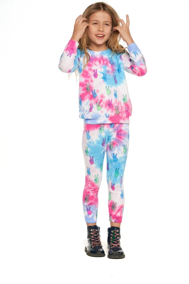 Tops Girls Chaser Brand Tie Dye Peace Out