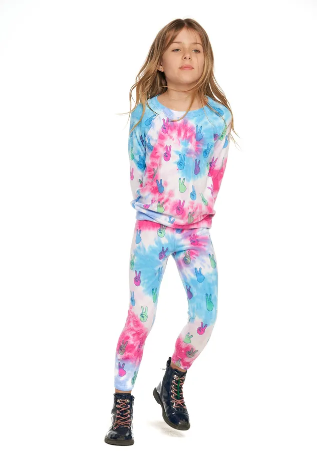Tops Girls Chaser Brand Tie Dye Peace Out