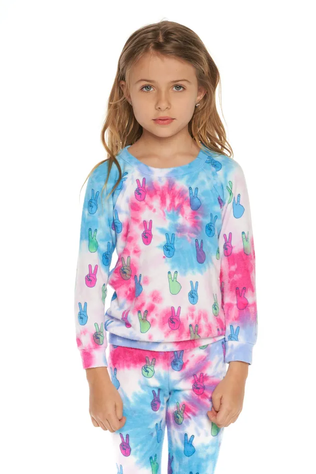 Tops Girls Chaser Brand Tie Dye Peace Out