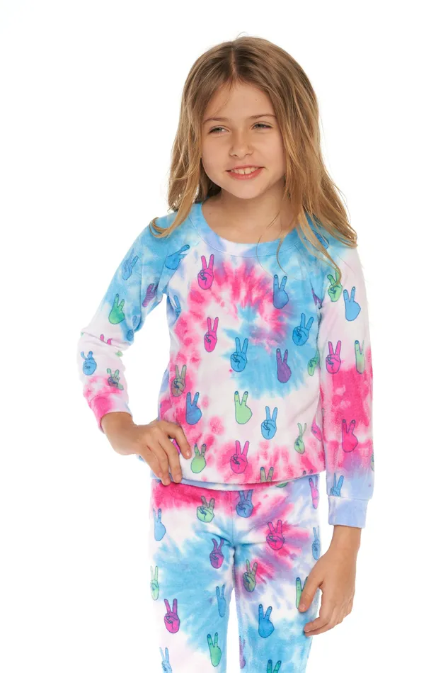 Tops Girls Chaser Brand Tie Dye Peace Out