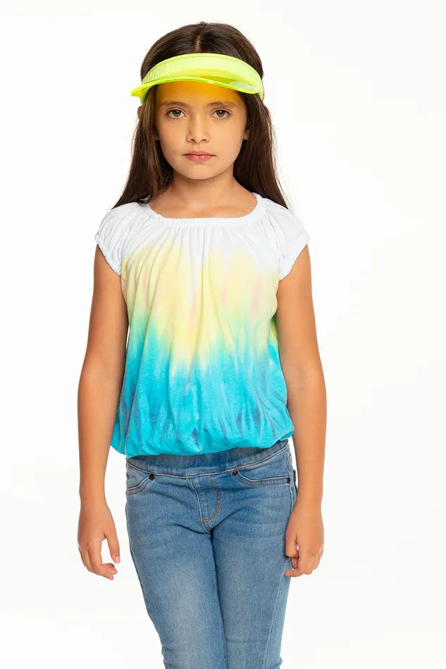 Tops Girls Recycled Vintage Jersey Shirred Short Sleeve Off Shoulder Chaser Brand