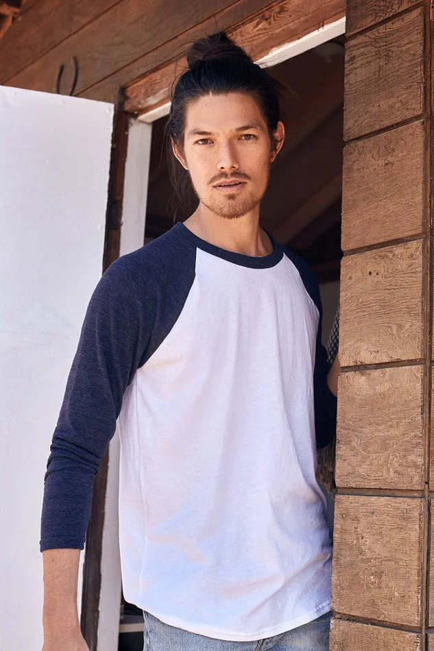 Tops Mens COTTON JERSEY W TRIBLEND LS RAGLAN BASEBALL TEE Chaser Brand