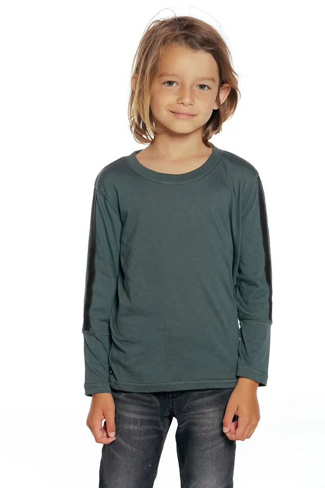 Tops rPET Vintage Jersey Blocked Extended Cuff Long Sleeve Tee with Strappings 8211 Chaser Brand Boys