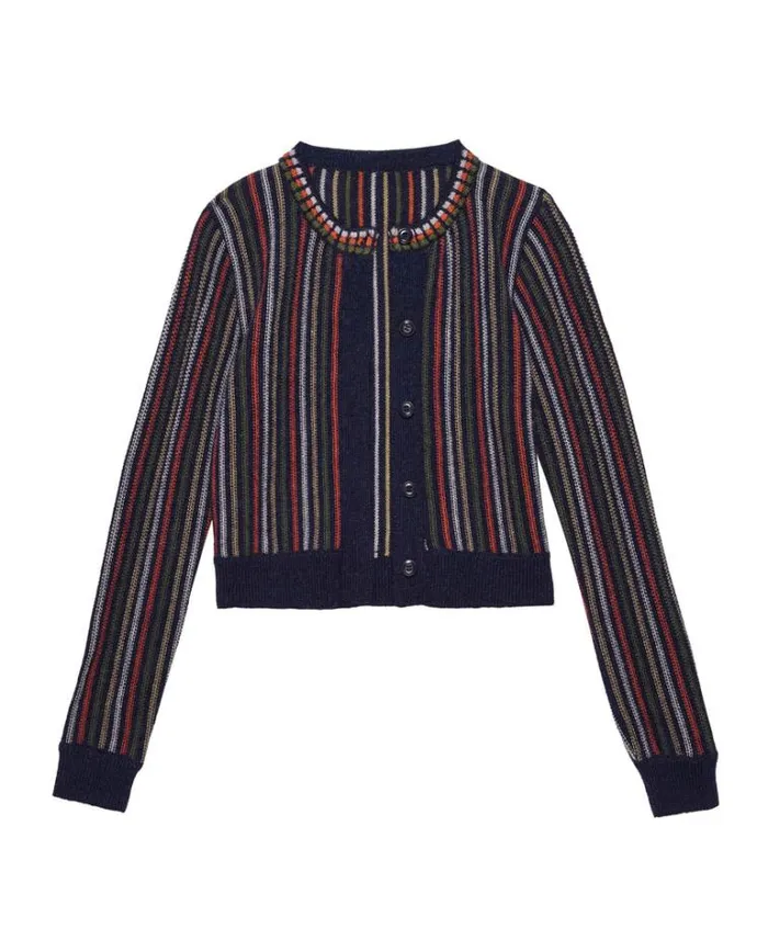 Tops Women039s The Great The Tiny Cardigan Navy Ticking Stripe