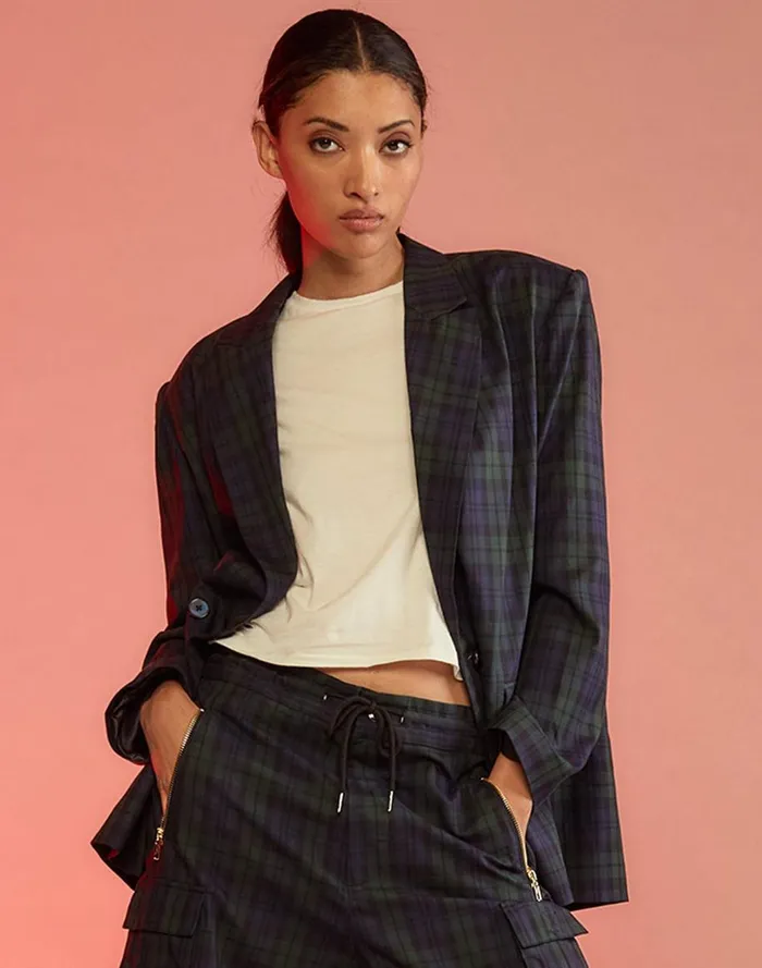Tops Women Cynthia Rowley Plaid Oversized Blazer