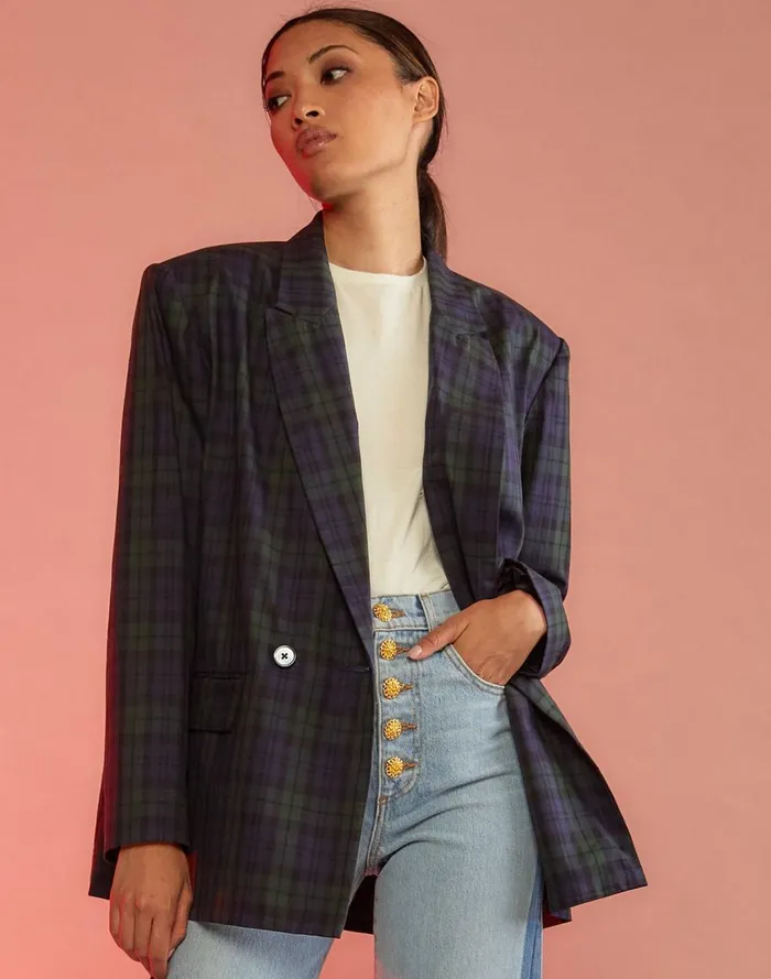 Tops Women Cynthia Rowley Plaid Oversized Blazer