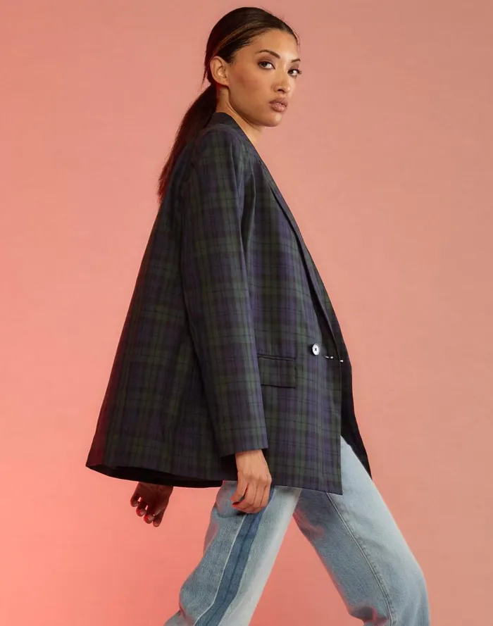 Tops Women Cynthia Rowley Plaid Oversized Blazer