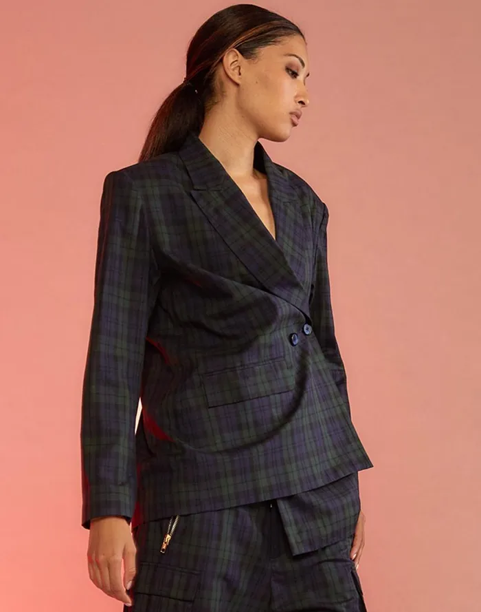 Tops Women Cynthia Rowley Plaid Oversized Blazer