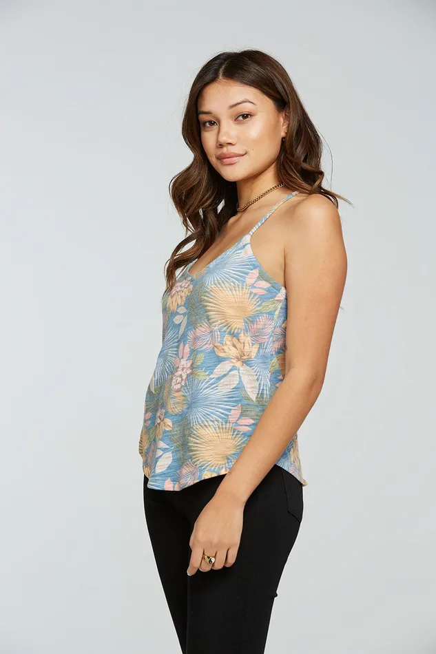 Tops Womens Chaser Brand Slub Jersey V Neck Knot Back Shirttail Cami