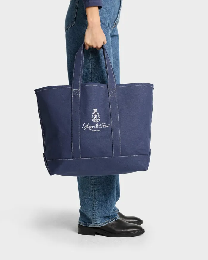 Tote Bags Women Sporty and Rich Vendome Tote Bag 8211 NavyWhite