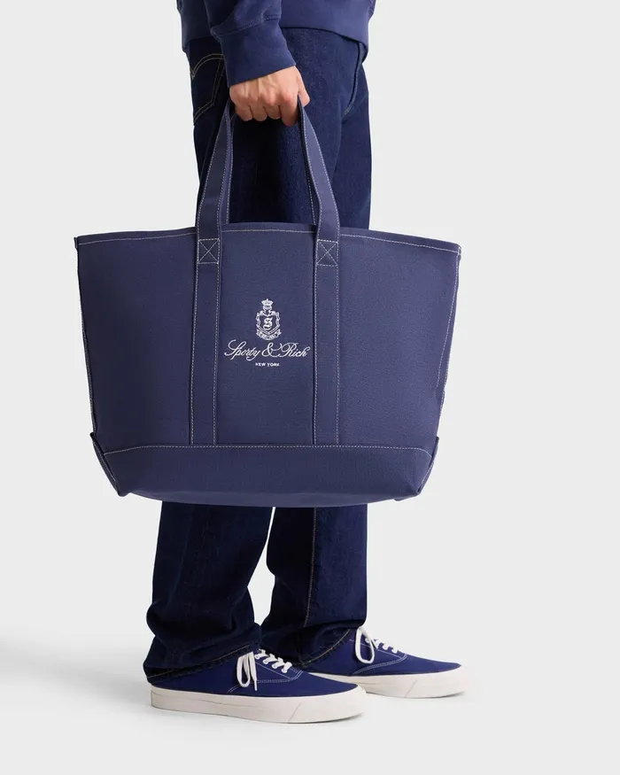 Tote Bags Women Sporty and Rich Vendome Tote Bag 8211 NavyWhite