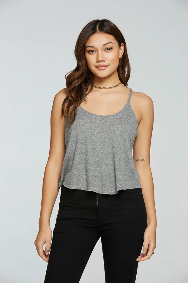Triblend Rib Cropped Flouncy Cami Womens Tops Chaser Brand
