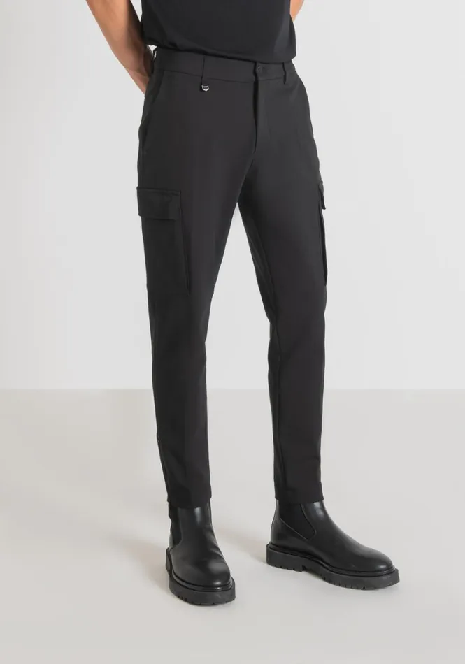 Trousers Men Antony Morato Bjorn Skinny Fit Trousers In Stretch Cotton Blend With Zip On The Bottom Black Trousers Men Antony Morato Bjorn Skinny Fit Trousers In Stretch Cotton Blend With Zip On The Bottom Black