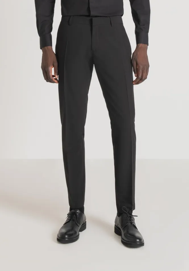 Trousers Men Antony Morato Bonnie Slim Fit Trousers In Stretch Viscose Blend Black