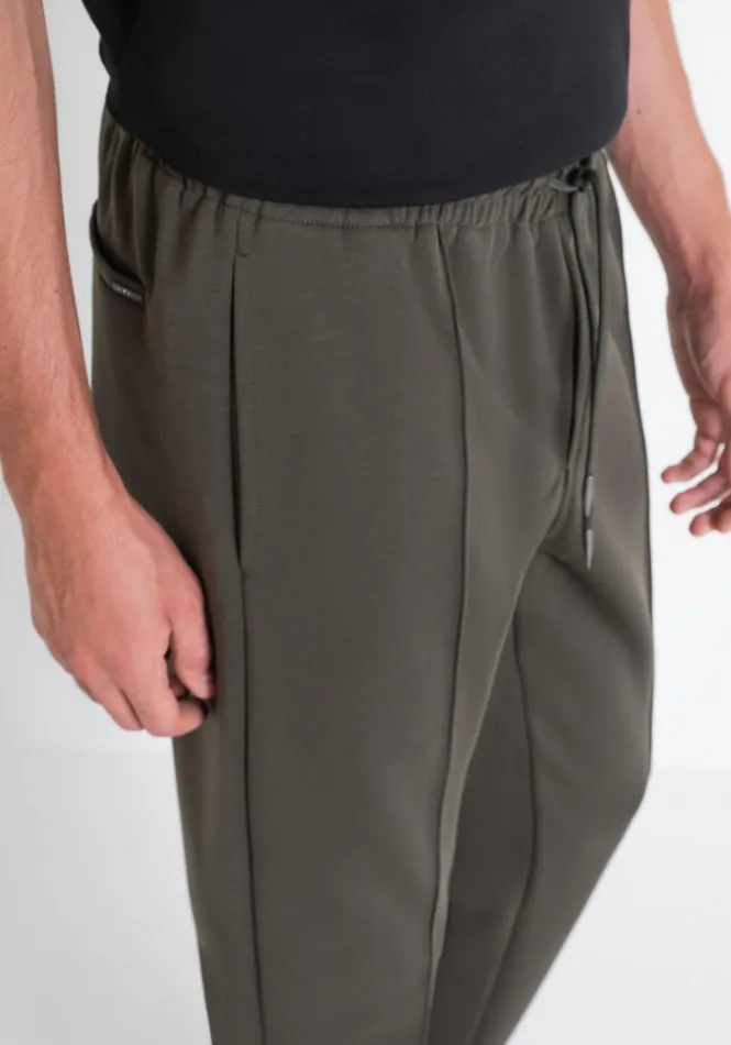 Trousers Men Antony Morato Carrot Fit Sweatpants In Green Cotton Blend With Elastic Dark Olive Green