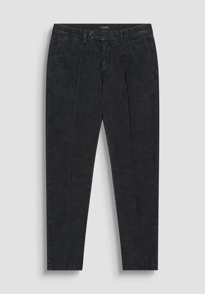 Trousers Men Antony Morato Mark Slim Fit Trousers In Corduroy Stretch Cotton Blend Fabric Black