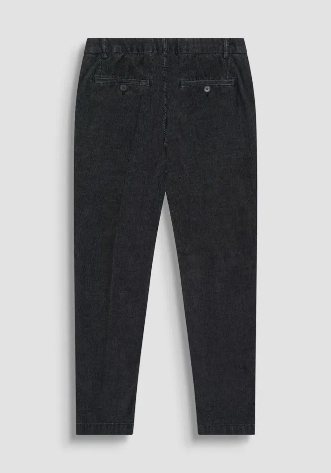 Trousers Men Antony Morato Mark Slim Fit Trousers In Corduroy Stretch Cotton Blend Fabric Black