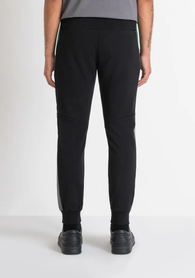 Trousers Men Antony Morato Regular Fit Cotton Blend Sweatpants With Contrasting Bands Black