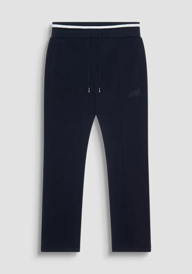 Trousers Men Antony Morato Regular Fit Cotton Blend Trousers With Logo Patch Blue Ink
